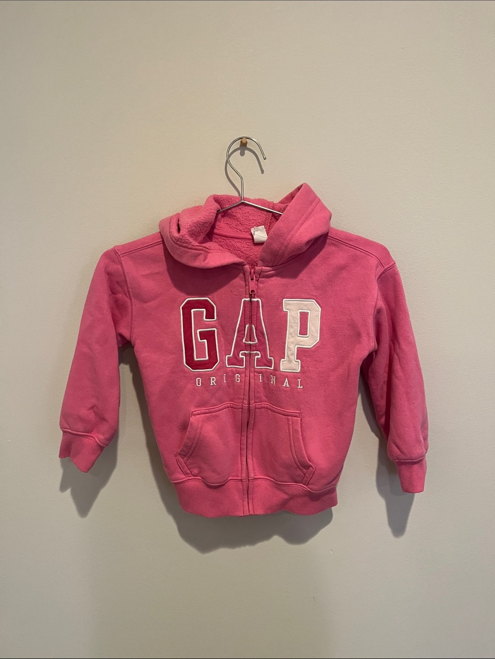 GAP Pink Kids Hooded Zip Sweatshirt with Logo